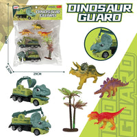 HKM-010259 Dinosaur Friction Engineering Transport Vehicles - Excavator, Crane, Oil Tanker Toys