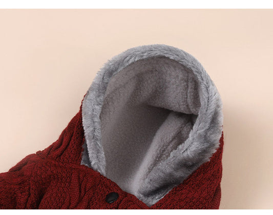 HKM-010259 Warm Cotton Sweater for Dogs with Plus Velvet Fleece - Cozy Styles in Navy and Wine Red