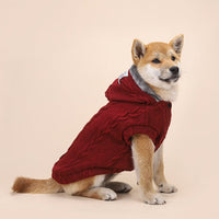 HKM-010259 Warm Cotton Sweater for Dogs with Plus Velvet Fleece - Cozy Styles in Navy and Wine Red