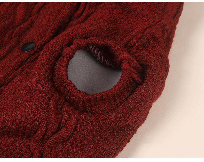 HKM-010259 Warm Cotton Sweater for Dogs with Plus Velvet Fleece - Cozy Styles in Navy and Wine Red