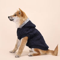 HKM-010259 Warm Cotton Sweater for Dogs with Plus Velvet Fleece - Cozy Styles in Navy and Wine Red