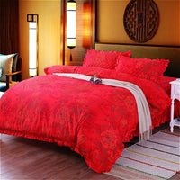HKM-010323 Thickened Non-Slip Cotton Bed Sheet with Romantic Lace Design