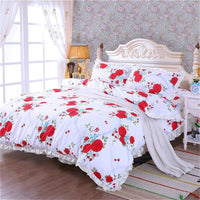 HKM-010323 Thickened Non-Slip Cotton Bed Sheet with Romantic Lace Design