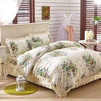HKM-010323 Thickened Non-Slip Cotton Bed Sheet with Romantic Lace Design