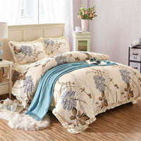 HKM-010323 Thickened Non-Slip Cotton Bed Sheet with Romantic Lace Design