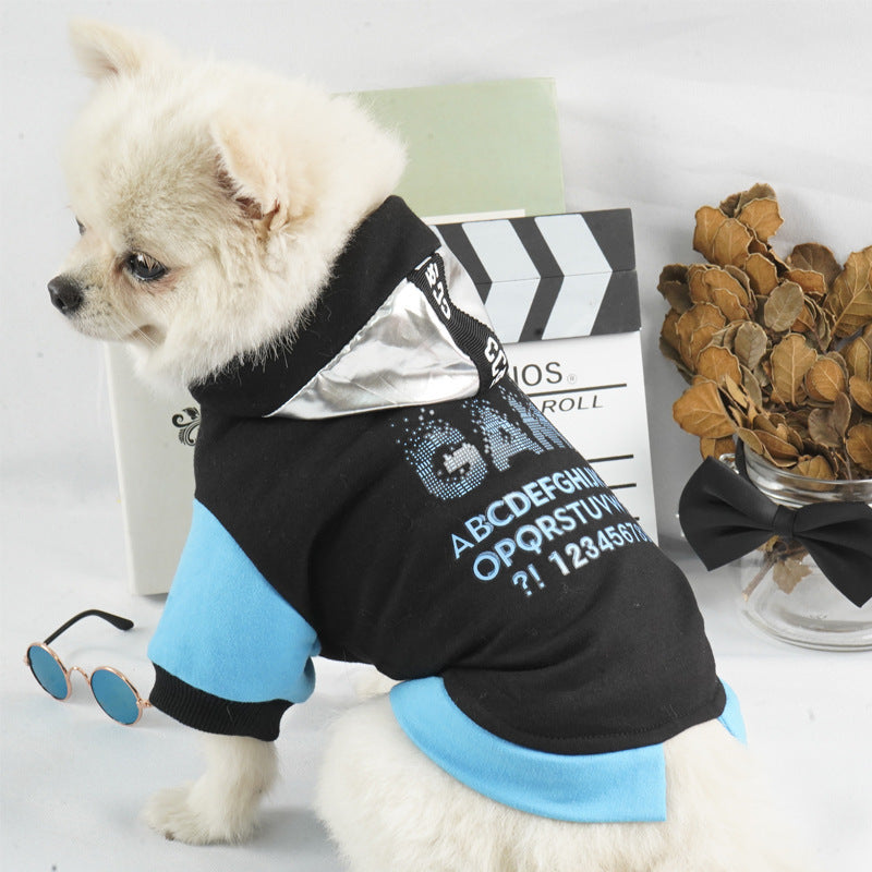 HKM-010451 Hooded Casual Dog Cat Sweater in Black - Comfortable Polyester Design for Pets
