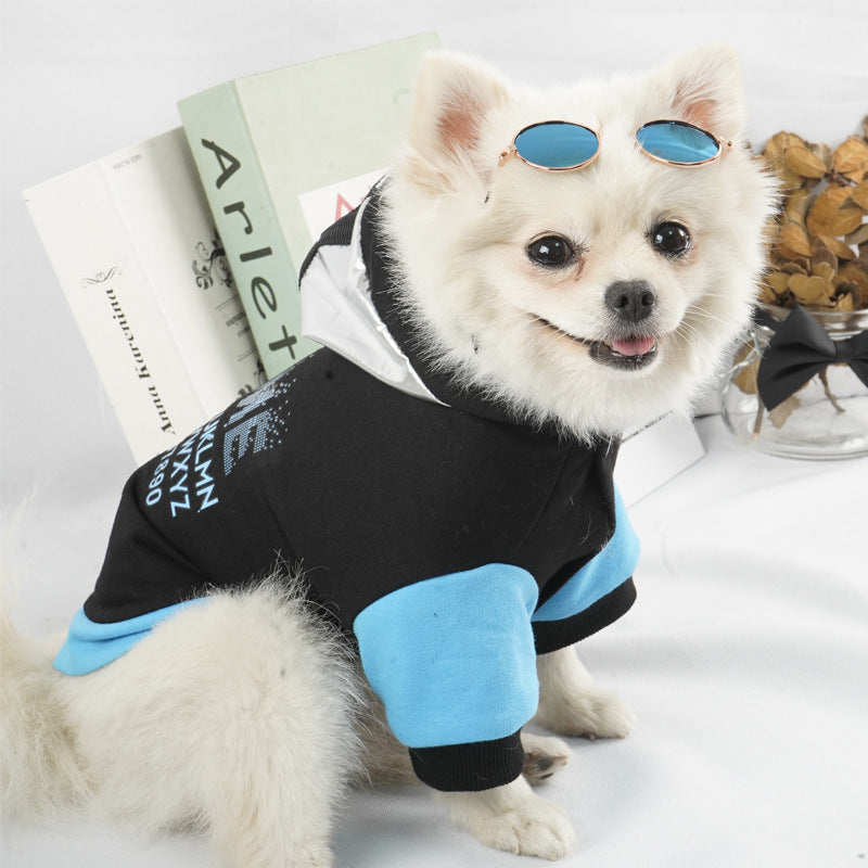 HKM-010451 Hooded Casual Dog Cat Sweater in Black - Comfortable Polyester Design for Pets