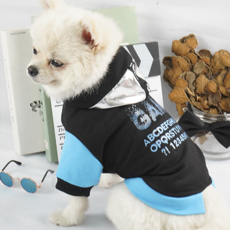 HKM-010451 Hooded Casual Dog Cat Sweater in Black - Comfortable Polyester Design for Pets