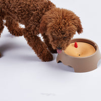 HKM-010515 Beige Plastic No-Wet Drinking Bowl for Small Pets, Ideal for Cats and Dogs