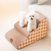 HKM-010515 Removable Corduroy Pet Stairs with Soft Snow Velvet Cushion for Small Dogs