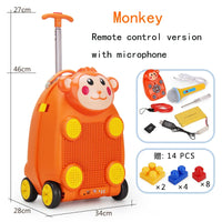 HKM-010579 Remote Control Music Luggage Bag for Kids with Blocks - 34x28x73 cm
