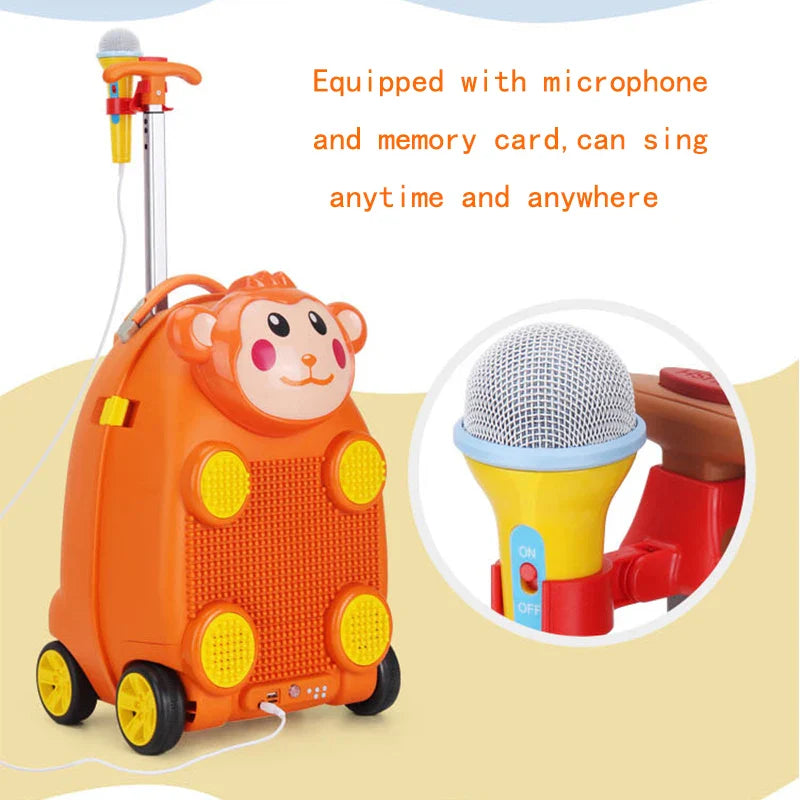 HKM-010579 Remote Control Music Luggage Bag for Kids with Blocks - 34x28x73 cm