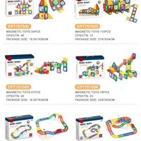 HKM-010643 Educational 95-Piece Magnetic Tiles Marble Run Building Set for Kids - STEM Learning Toy
