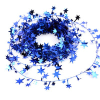 HKM-010771 5M Christmas Tree Hanging Star Pine Garland Ornament in Gold, Silver, Blue, Green, Red