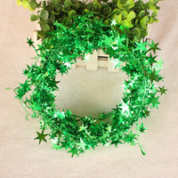 HKM-010771 5M Christmas Tree Hanging Star Pine Garland Ornament in Gold, Silver, Blue, Green, Red