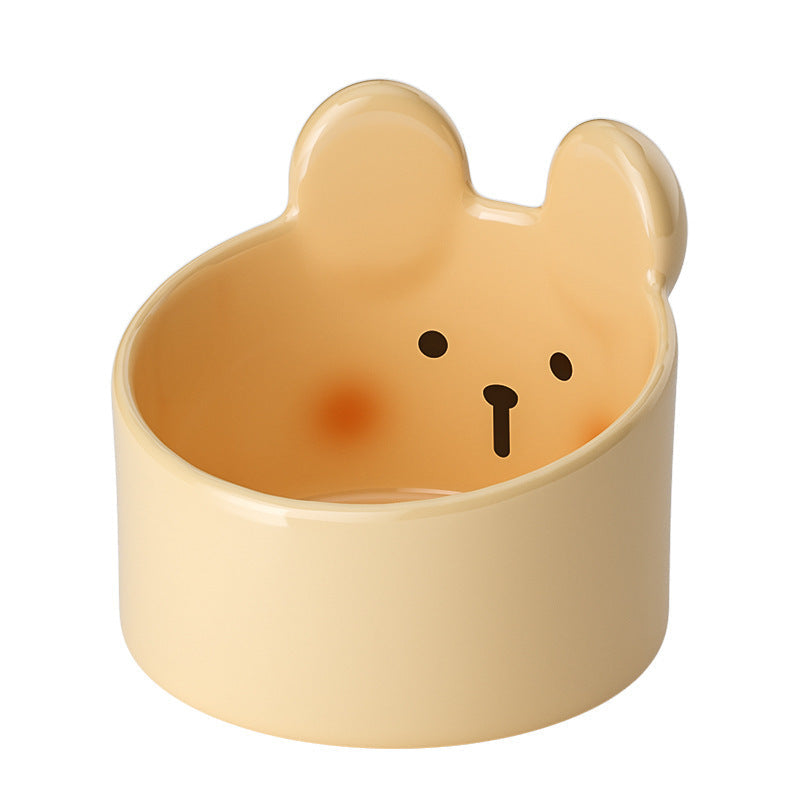 HKM-010835 Blush Critter Ceramic Pet Bowl Set for Cats and Dogs - Convenient Neck Protection Design