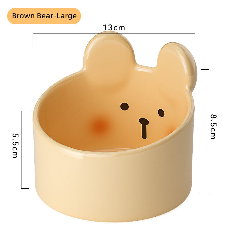 HKM-010835 Blush Critter Ceramic Pet Bowl Set for Cats and Dogs - Convenient Neck Protection Design