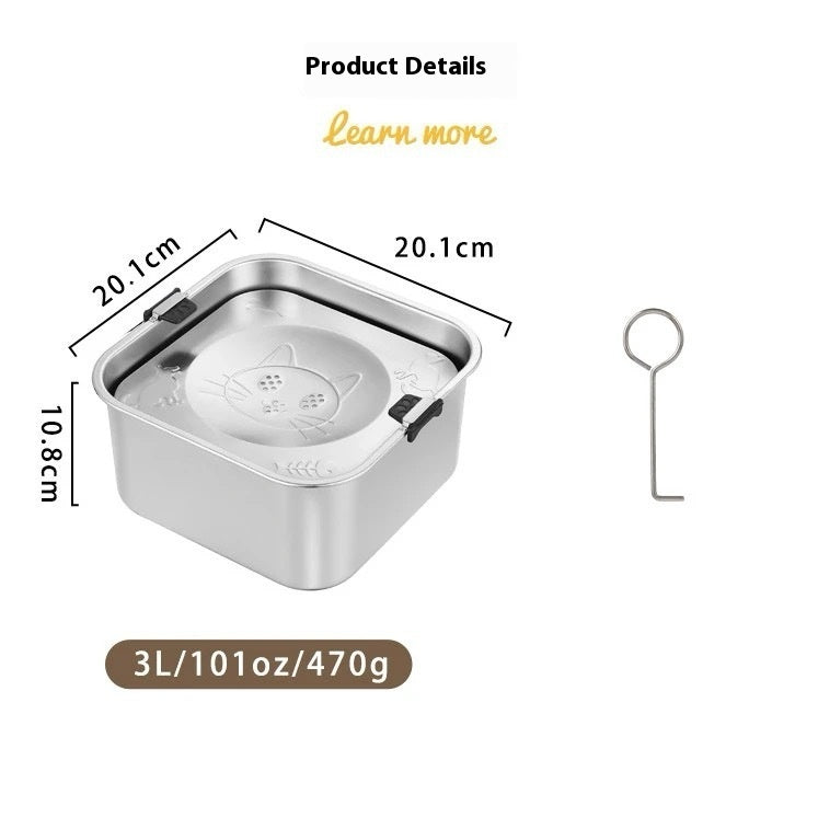 HKM-011027 Large Capacity Stainless Steel Pet Water Bowl - 1L, 3L, 5.6L Options