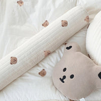 HKM-011155 Embroidered Bear & Olive Nordic Style Cylindrical Baby Pillow 60x12cm with PP Cotton Filling