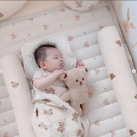 HKM-011155 Embroidered Bear & Olive Nordic Style Cylindrical Baby Pillow 60x12cm with PP Cotton Filling