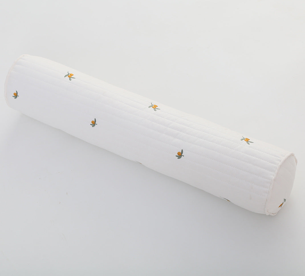 HKM-011155 Embroidered Bear & Olive Nordic Style Cylindrical Baby Pillow 60x12cm with PP Cotton Filling