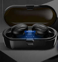 HKM-011219 Wireless In-ear Bluetooth Headphones with LED Digital Display - Modern Design, Available in Black and White