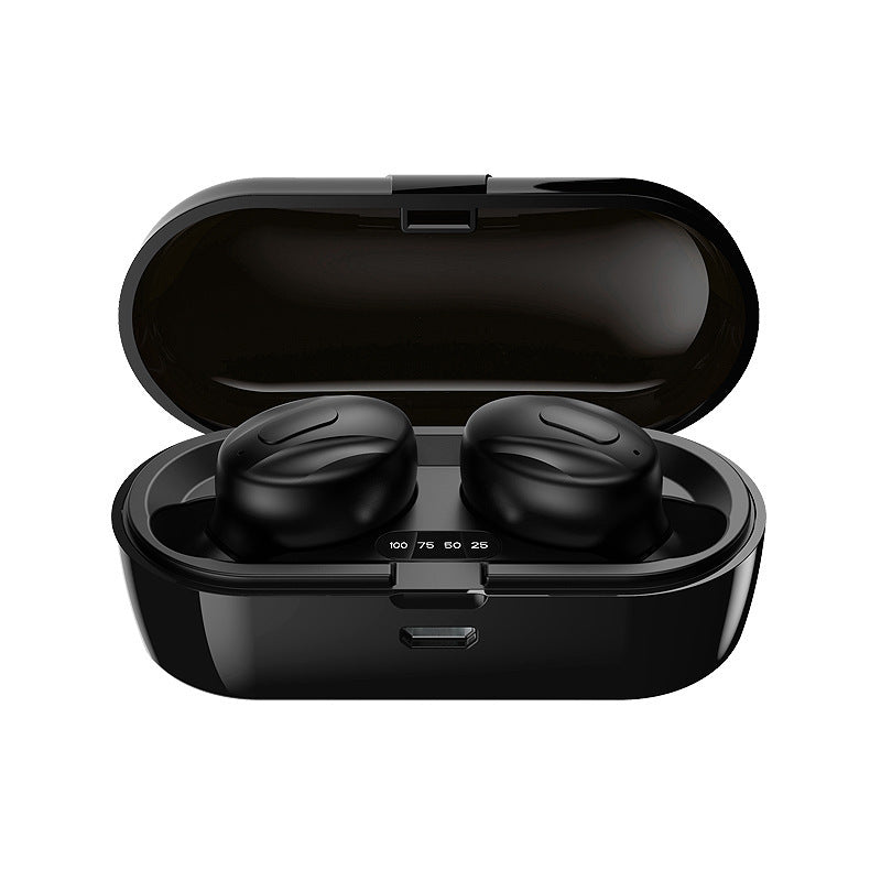 HKM-011219 Wireless In-ear Bluetooth Headphones with LED Digital Display - Modern Design, Available in Black and White
