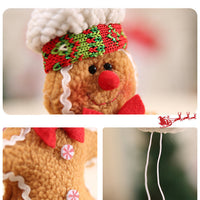 HKM-011283 Christmas Biscuit Man Plush Decoration Doll with Green or Red Bow - Canvas, 16x12cm