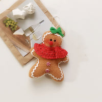 HKM-011283 Christmas Biscuit Man Plush Decoration Doll with Green or Red Bow - Canvas, 16x12cm