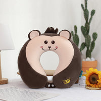 HKM-011283 U-shaped Memory Foam Cartoon Pillow - Cat Eye Mask, Unicorn, Frog, Rabbit, Monkey, Tiger Designs