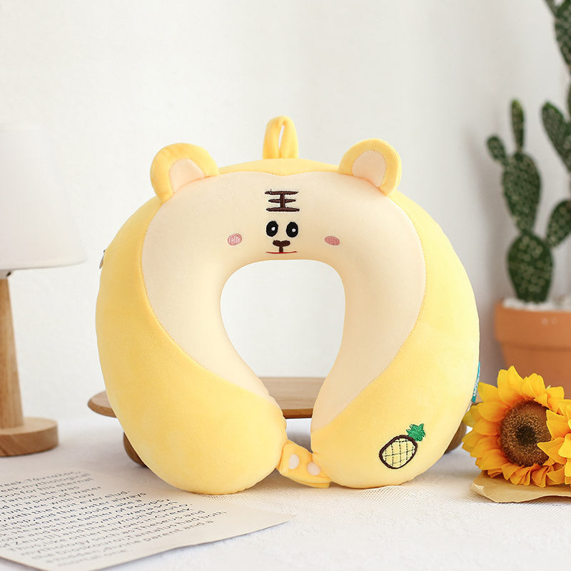 HKM-011283 U-shaped Memory Foam Cartoon Pillow - Cat Eye Mask, Unicorn, Frog, Rabbit, Monkey, Tiger Designs