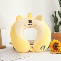 HKM-011283 U-shaped Memory Foam Cartoon Pillow - Cat Eye Mask, Unicorn, Frog, Rabbit, Monkey, Tiger Designs