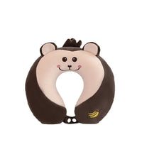 HKM-011283 U-shaped Memory Foam Cartoon Pillow - Cat Eye Mask, Unicorn, Frog, Rabbit, Monkey, Tiger Designs