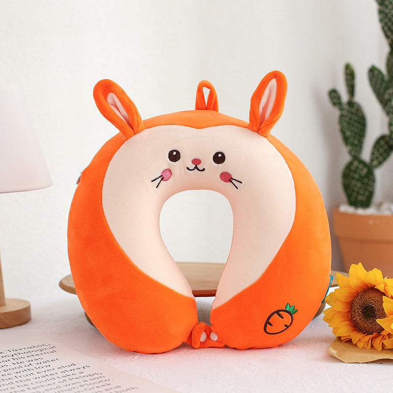 HKM-011283 U-shaped Memory Foam Cartoon Pillow - Cat Eye Mask, Unicorn, Frog, Rabbit, Monkey, Tiger Designs