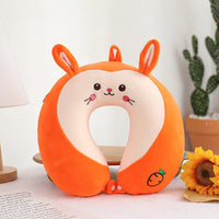 HKM-011283 U-shaped Memory Foam Cartoon Pillow - Cat Eye Mask, Unicorn, Frog, Rabbit, Monkey, Tiger Designs