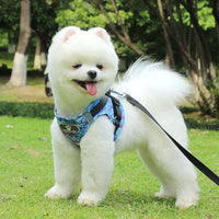 HKM-011347 Cotton Dog Vest with Chest Strap in Ocean Colors: Blue, Green, Yellow
