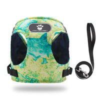 HKM-011347 Cotton Dog Vest with Chest Strap in Ocean Colors: Blue, Green, Yellow