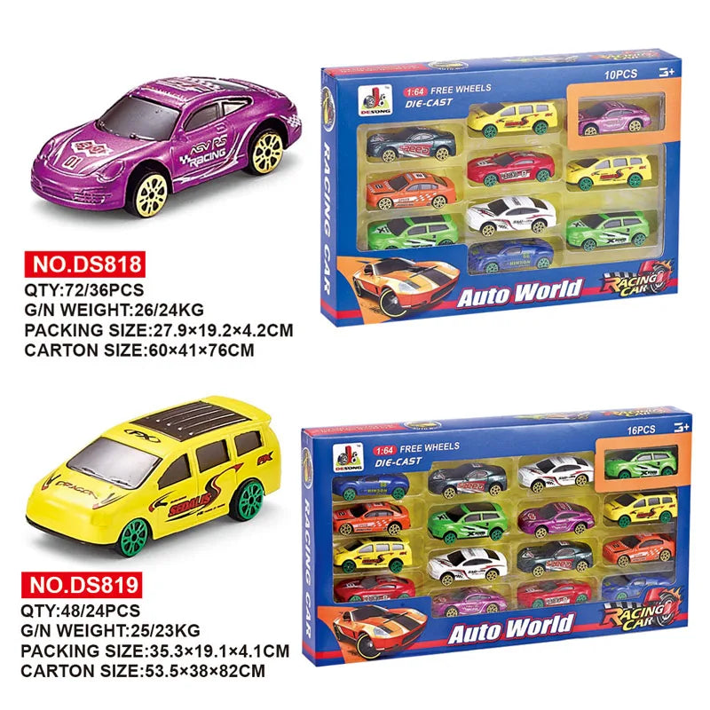 HKM-011411 1:64 Scale Alloy Sliding Model Car Educational Die Cast Racing Vehicle Toy for Kids