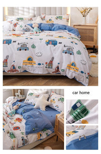 HKM-011475 Korean Style Cotton Bedding Set - 4 Pieces for Multiple Bed Sizes