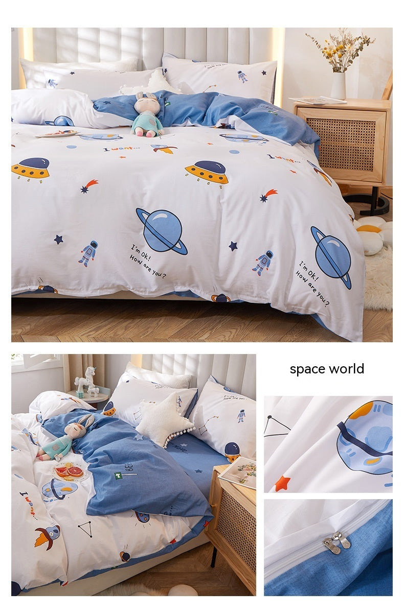 HKM-011475 Korean Style Cotton Bedding Set - 4 Pieces for Multiple Bed Sizes