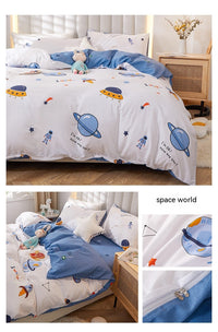 HKM-011475 Korean Style Cotton Bedding Set - 4 Pieces for Multiple Bed Sizes