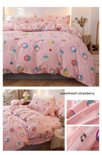 HKM-011475 Korean Style Cotton Bedding Set - 4 Pieces for Multiple Bed Sizes