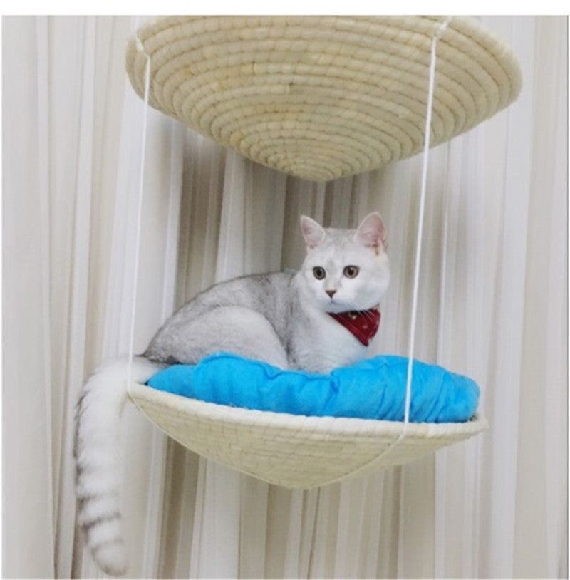 HKM-011667 Multi-Level Cat Climbing Frame with Storage and Cat Hammock