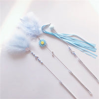 HKM-011795 Colorful Feather Cat Teaser Wand Set with Long Tassels - 3 Pieces