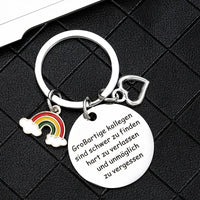 HKM-011987 Custom Metal Key Ring with 3D Beautiful Rainbow Star Design for Keys