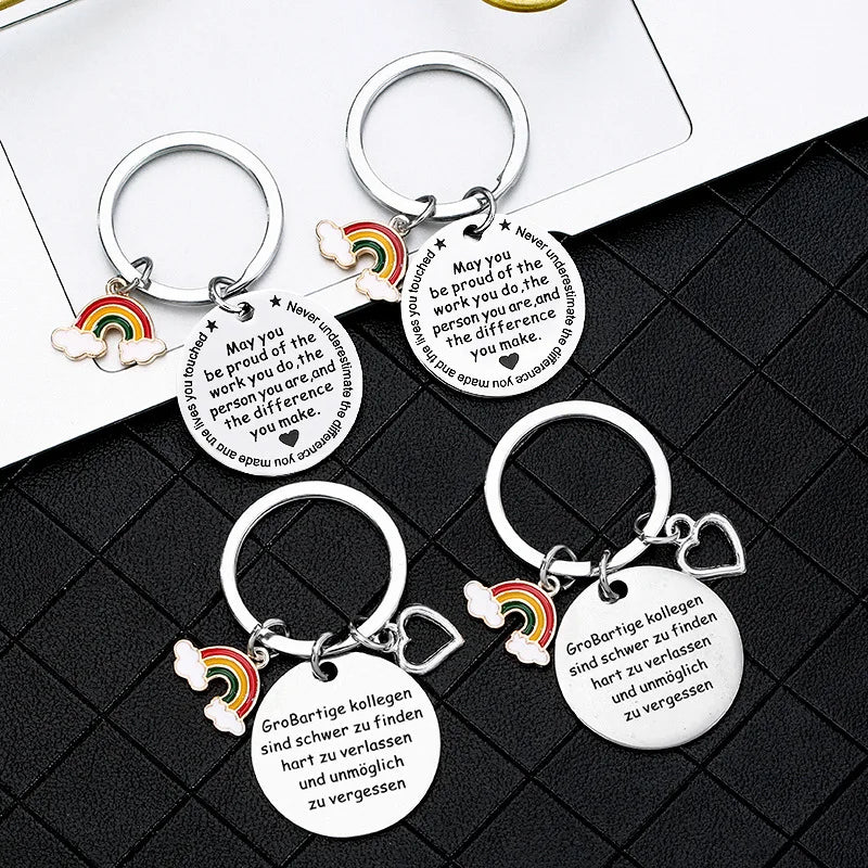 HKM-011987 Custom Metal Key Ring with 3D Beautiful Rainbow Star Design for Keys