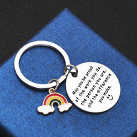 HKM-011987 Custom Metal Key Ring with 3D Beautiful Rainbow Star Design for Keys