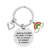 HKM-011987 Custom Metal Key Ring with 3D Beautiful Rainbow Star Design for Keys