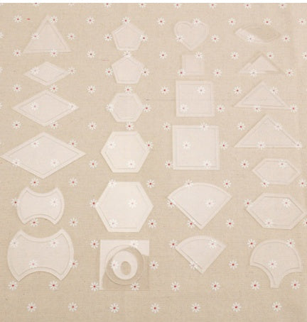 HKM-011987 DIY Patchwork Template - 27 Sets of 54 Designs, White Thick Acrylic, 2mm Thick