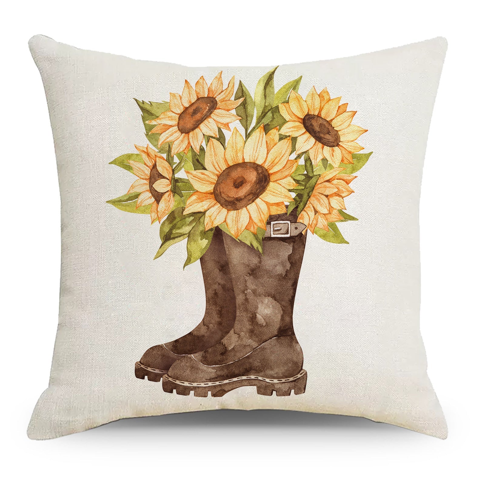HKM-011987 Rustic Floral Linen Print Pillowcase for Elegant Home Decor